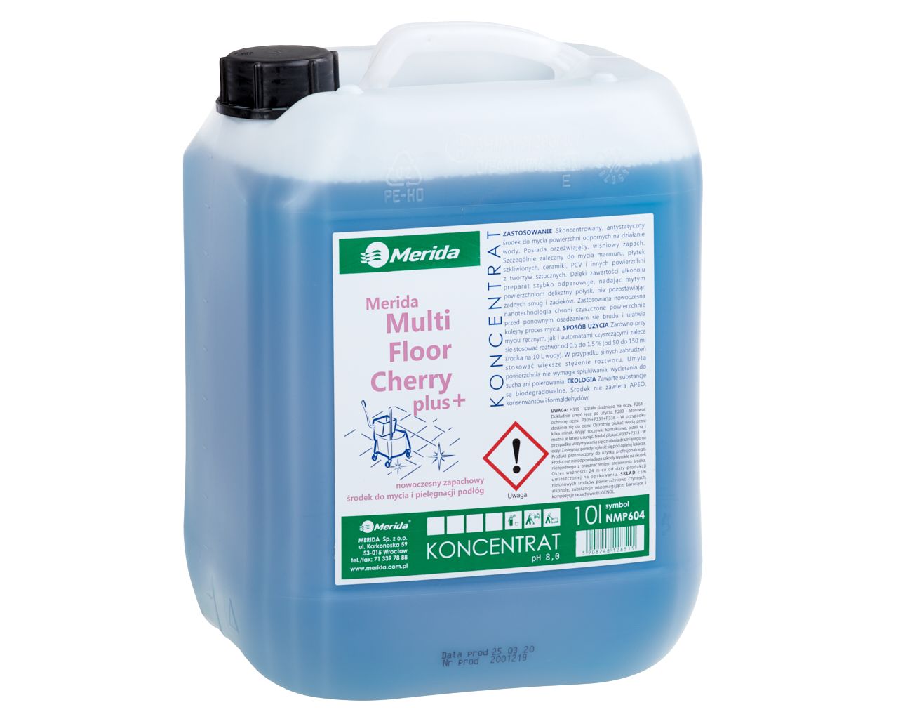 NMP604 MULTI FLOOR CHERRY PLUS, антистатик для очистки водостойких поверхностей, канистра 10 л Merida 