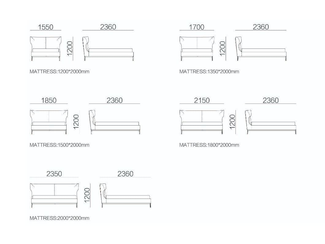 Двуспальная кровать из ткани с мягким изголовьем HC28 maison Barry ARCH-00077088 - Вид №2