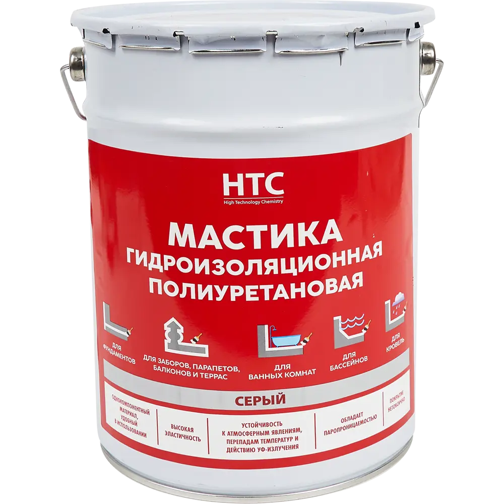Гидроизоляционная мастика HTC полиуретановая 6 кг серый 84783424 STLM-0055076