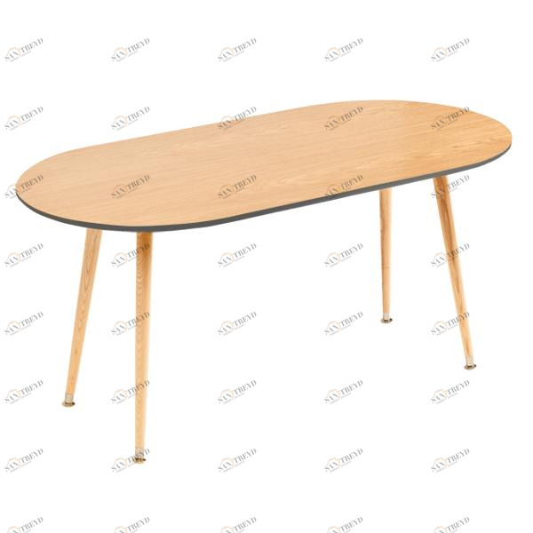 Кофейный столик с деревянными ножками и темно-серым кантом Soap WOODI  00-3966145 Беленый дуб;бежевый;серый 