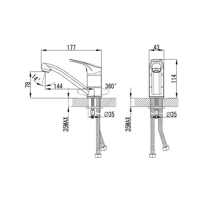 NEVSBR0M01 Milardo Neva Смеситель для умывальника с поворотным изливом Neva Россия  - Вид №5