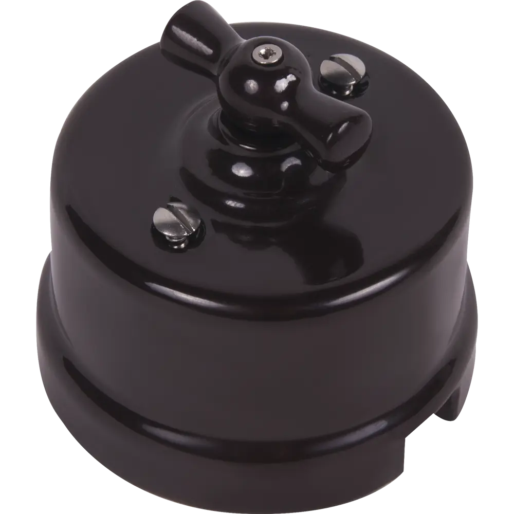 82063847 Выключатель накладной Electraline Bironi Ретро 1 положение цвет коричневый STLM-0018576