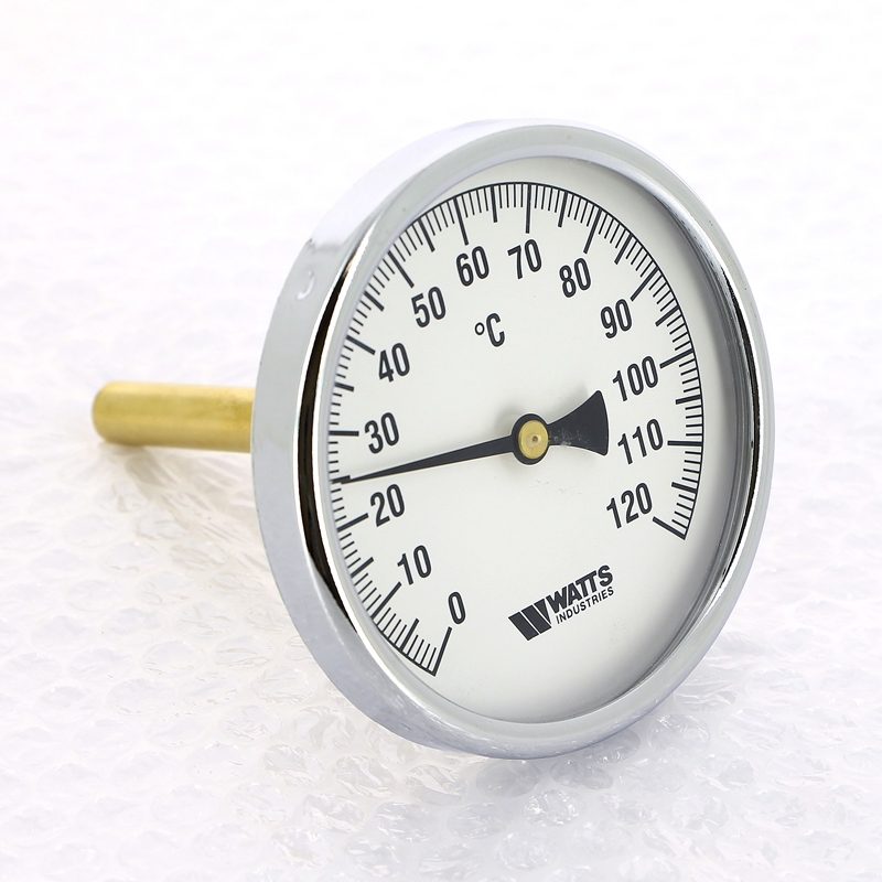 Термометр биметаллический F+R801 100мм с погружной гильзой WATTS Ind 120 град.C гильза 100мм 10006076 - Вид №1