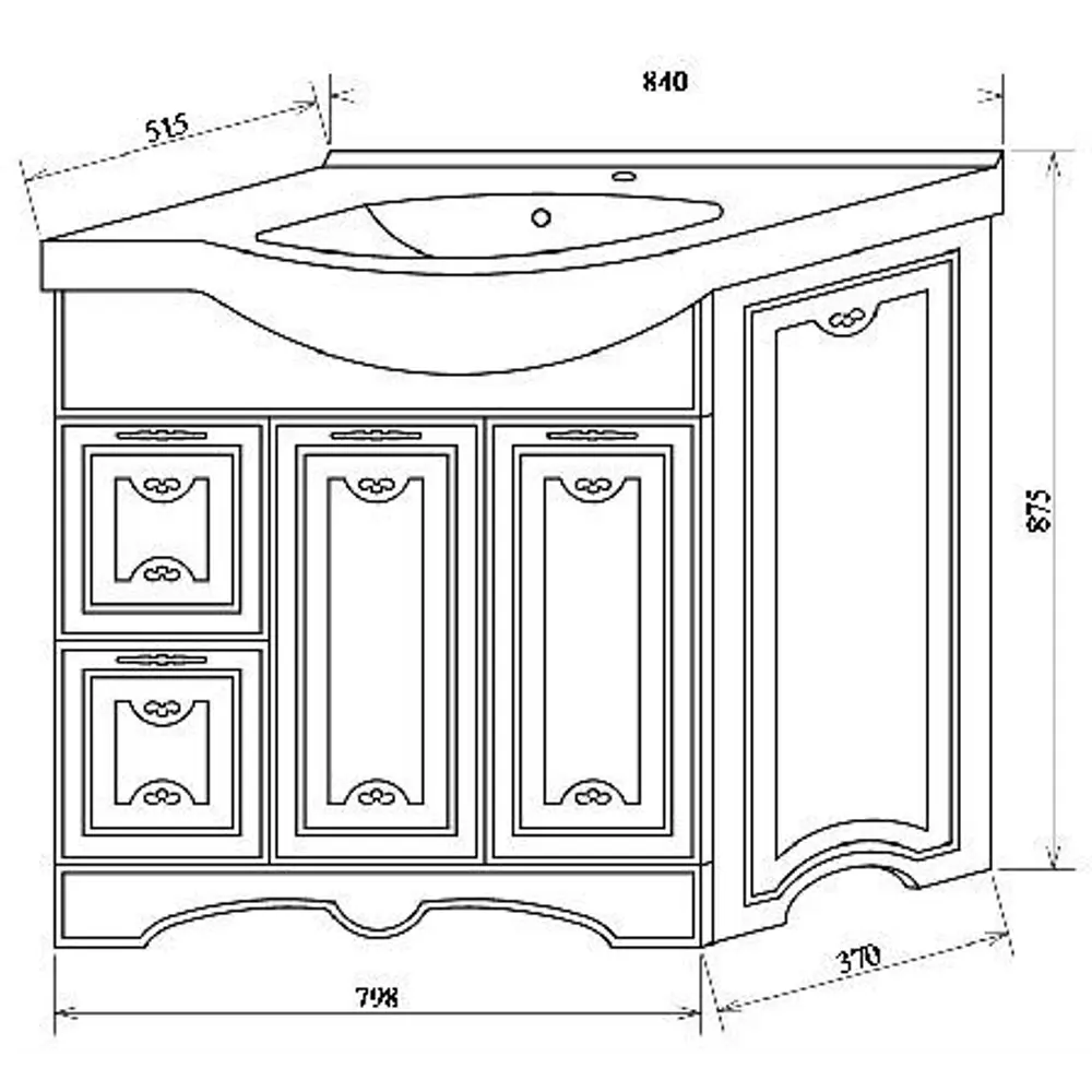 Тумба под раковину напольная «Луиза» 83 см цвет белое золото SANFLOR STLM-2048945 - Вид №4