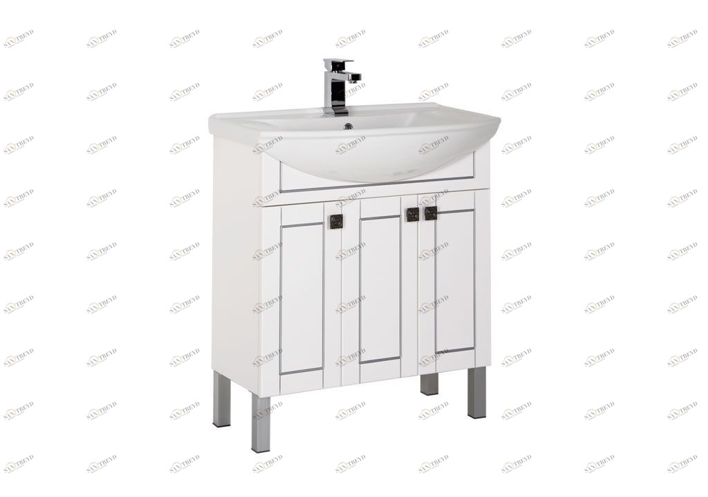 Тумба с раковиной Aquanet Честер 75 белый/серебро 0018712600185345