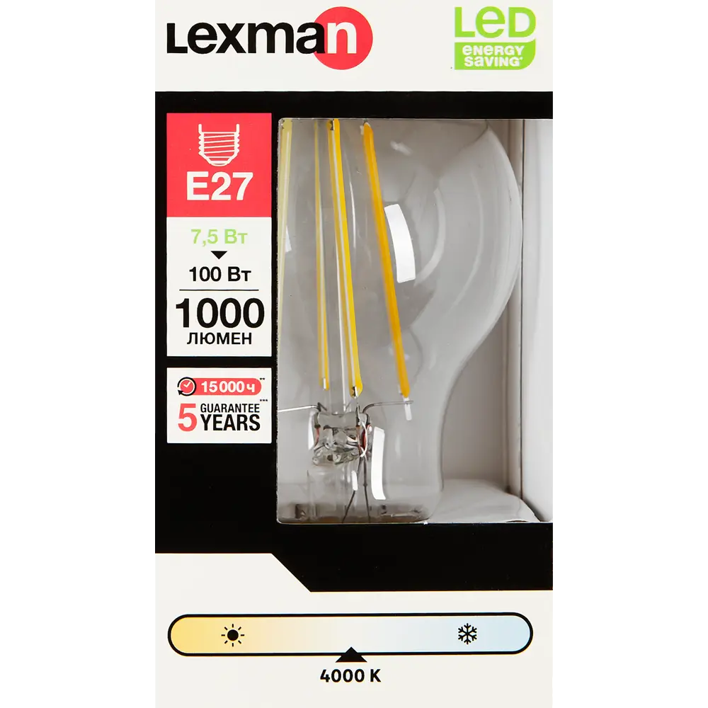 LEXMAN Светодиодная лампа E27 груша с нейтральным белым светом 82991651 STLM-0915891 - Вид №3