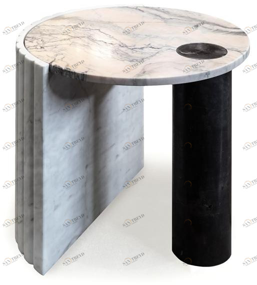 Mambo Unlimited Ideas Высокий круглый мраморный журнальный столик Helene sun-id-1416715