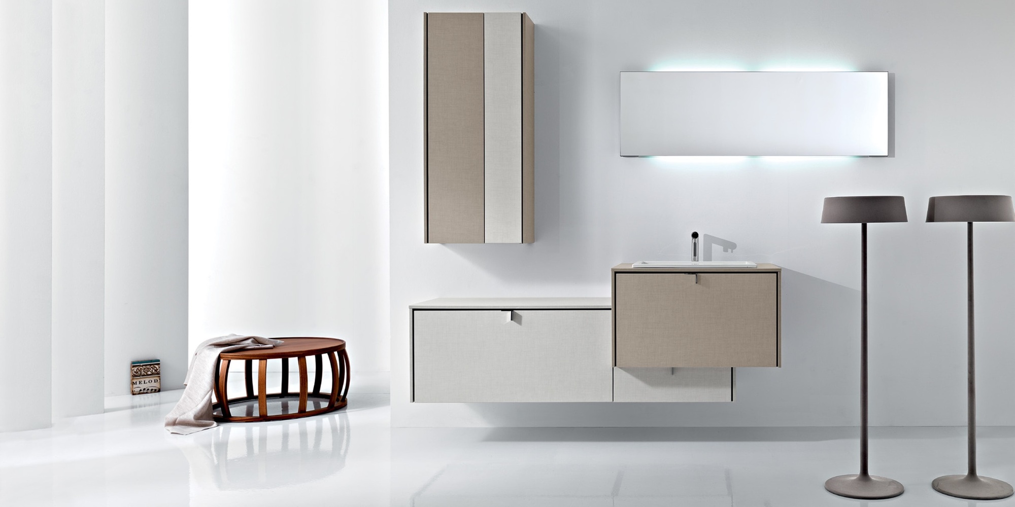 Комбинация ванной комнаты PV18 в отделке Net Ceramica /Lino / Canapa MILLDUE PIVOT PIVOT18 - Вид №2