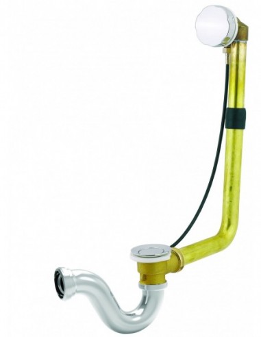 295300 000 00  Слив для автоматической ванны с кабелем 650 мм, все из латуни Valentin Хром  - Вид №1