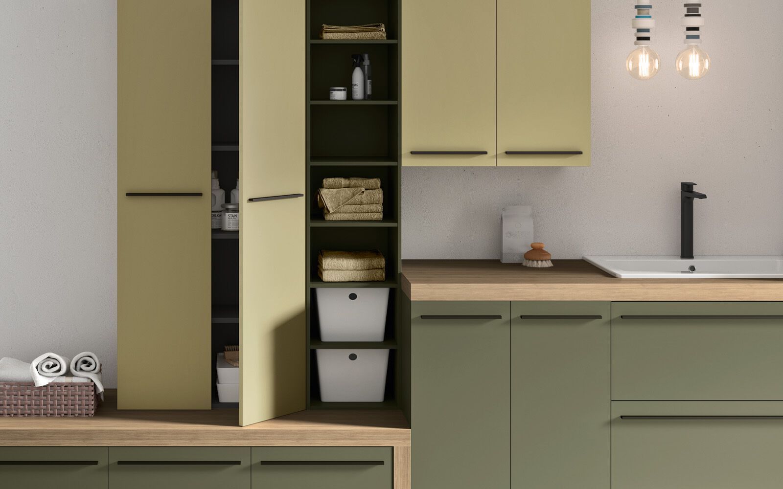 Шкаф для белья с ящиками для стиральной машины Gruppo Geromin магазин ARCH-00021626 - Вид №1