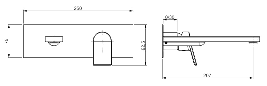 Настенный однорычажный смеситель для раковины без слива Rubinetterie Frattini Gintonic ARCH-00069603 - Вид №5