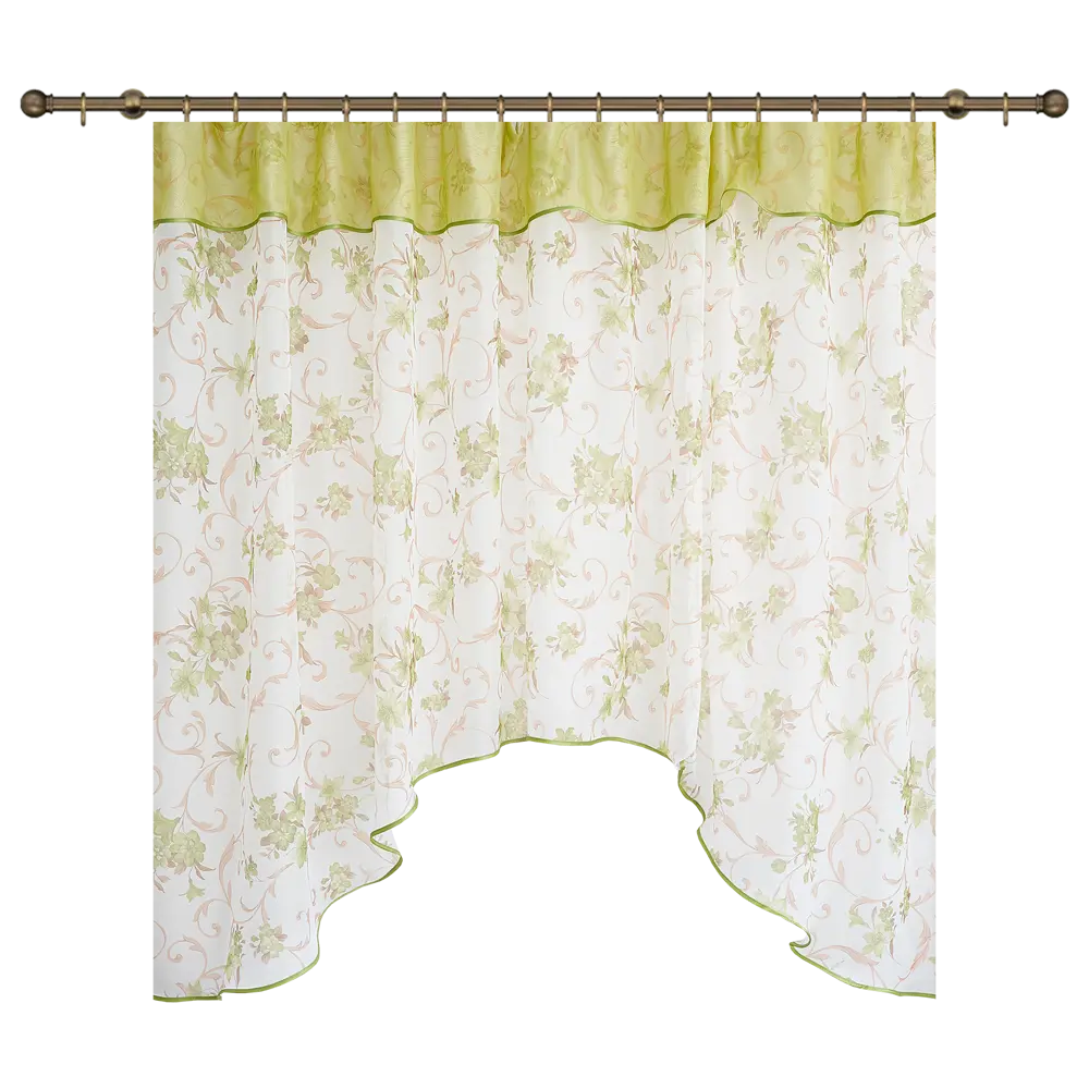 Комплект штор на ленте для кухни Кантри 285x160 см цвет зеленый WITERRA STLM-2013092 - Вид №1