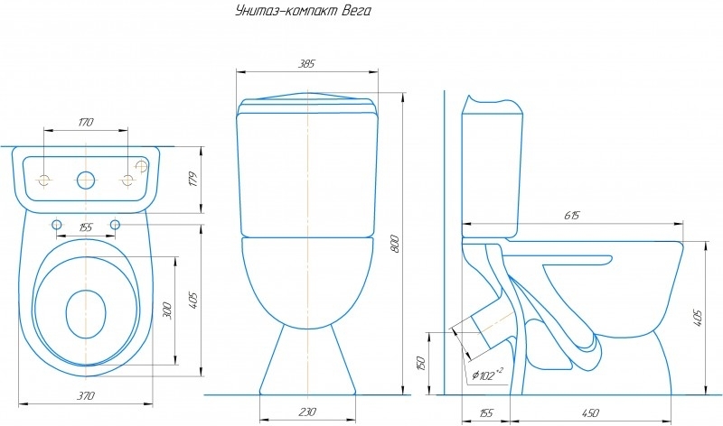 Вега, Унитаз-компакт Компакт унитаз с бачком Белый ROSA ВЕГА Россия - Вид №1