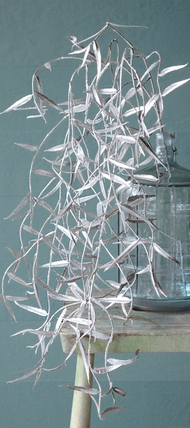 1159 996 a3 Искусственный спрей плакучей ивы, 98 см, серебристый H-andreas  - Вид №6