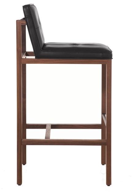 BassamFellows Барный стул, обитый кожей, со спинкой Wood frame dining Cb-543 - Вид №2