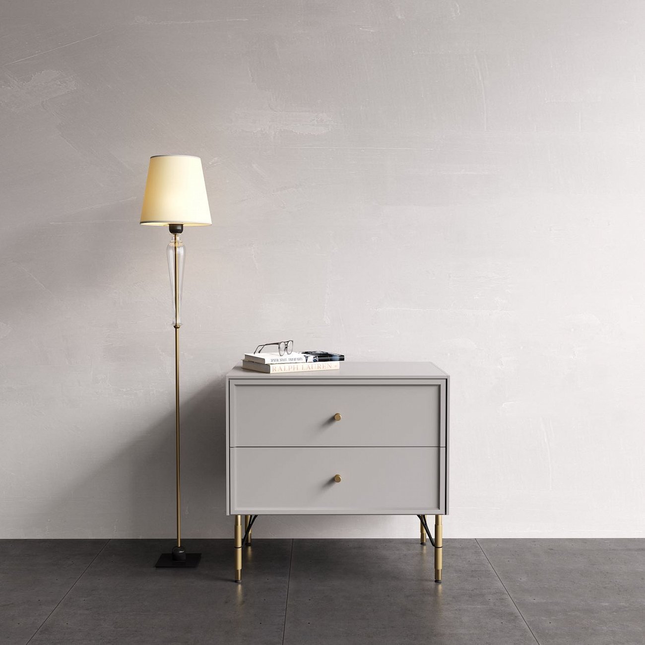 Тумба прикроватная с двумя ящиками светло-серая Moon BRAGIN DESIGN MOON 00-3862427 Серый - Вид №2