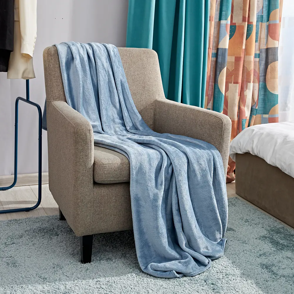 Плед Alia 150x200 см велсофт цвет серо-голубой СТОЛИЦА ТЕКСТИЛЯ STLM-2205887 - Вид №3