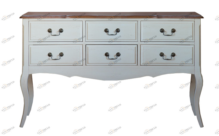 Консоль белая с 6 ящиками Mobilier de Maison ДОМАШНЯЯ ОБСТАНОВКА MOBILIER DE MAISON, ПОД СТАРИНУ 017242 Белый Santreyd 