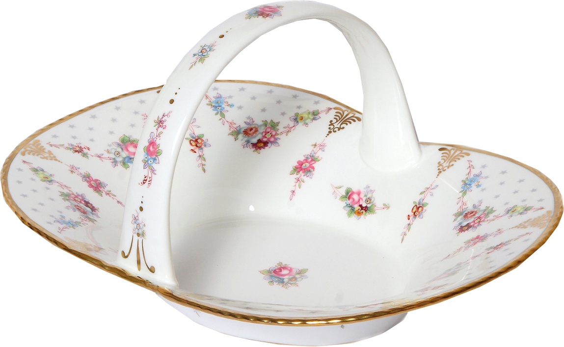 87138 Royal Crown Derby Корзинка с ручкой Royal Crown Derby "Роял Антуанетта" 14,5см Фарфор костяной 