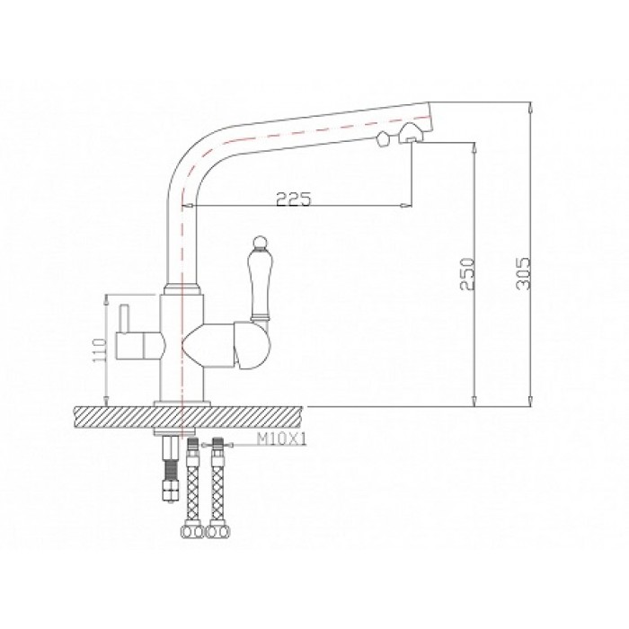 Zorg ZR 313 YF-PVD-BR Смеситель для кухни Zorg 305х225  - Вид №2