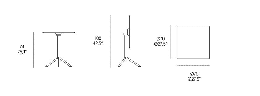 Квадратный стол для бистро с откидным верхом Casamania & Horm T1-T2-T4 ARCH-00131713 - Вид №4