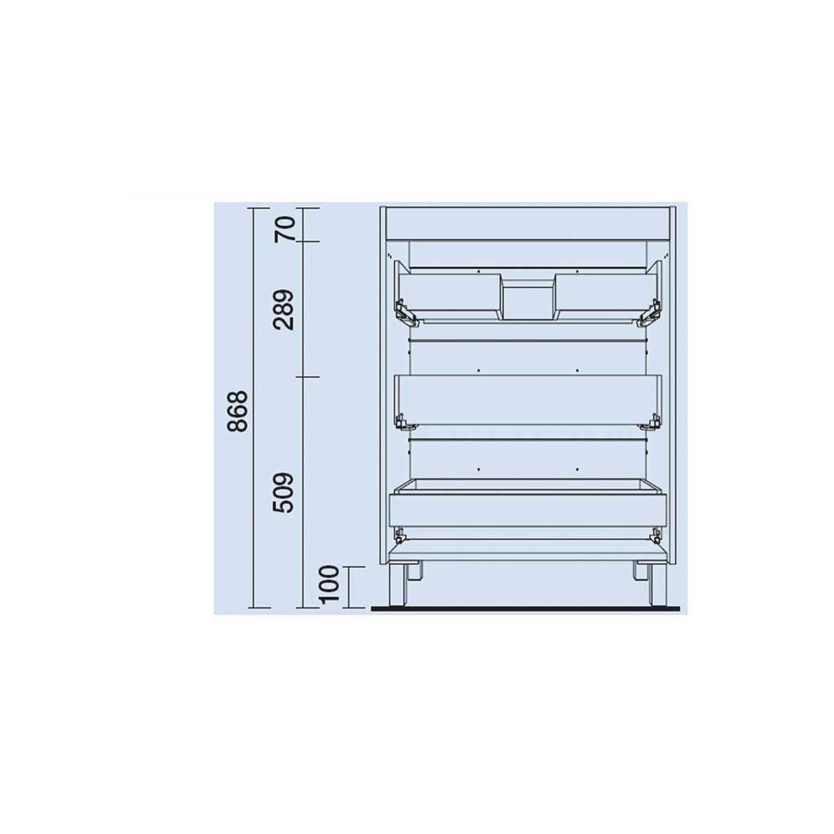 26589 SALGAR Мебель для умывальника FUSSION CHROME 700 3 ящика BAY PINE 697 x 868 x 450 мм Лавровая сосна - Вид №3