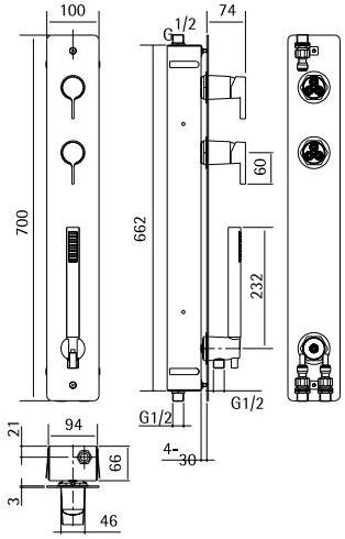 Quadrodesign Смеситель для душа на 2 отверстия с ручным душем Volcano sun-id-1501393 - Вид №2