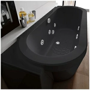 Ванна Gruppo treesse Playa V818B-DX-C чёрная с гидромассажем и дезинфекцией овальная угловая пристенная правая