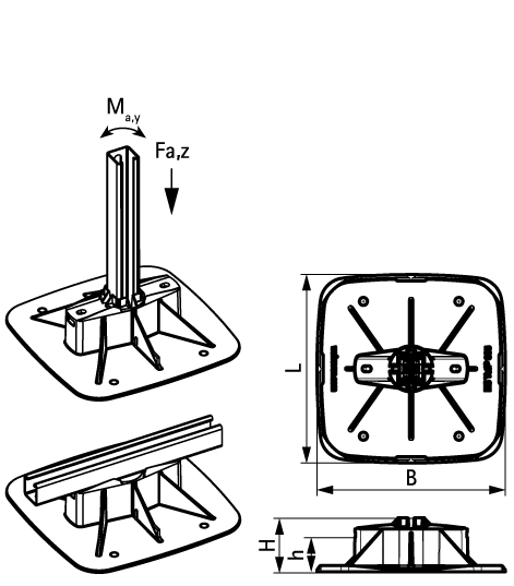 67685302 BIS Yeti® 335 Кровельные опоры (BUP1000) монтаж оборудования на кровле walraven  - Вид №1