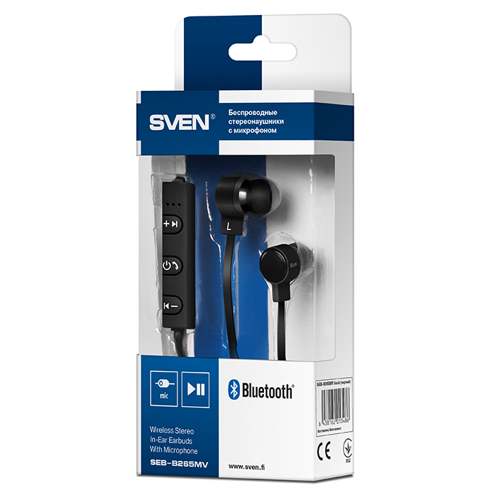 SV-013486 Беспроводные внутриканальные стереонаушники с микрофоном seb-b265mv, черный (bluetooth) Sven Santreyd  - Вид №2