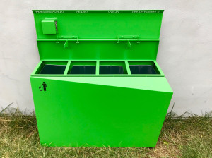 Оцинкованная стальная стойка для мусора с наружной крышкой для раздельного сбора мусора