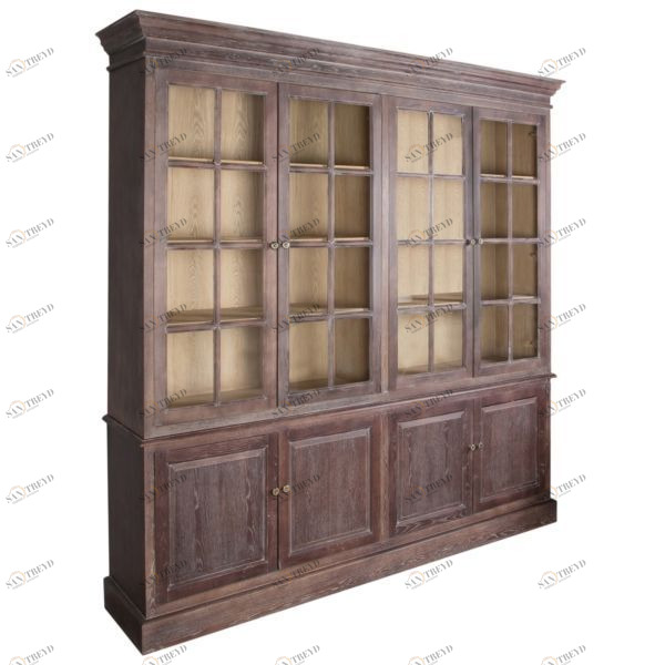 Книжный шкаф со стеклянными дверцами большой коричневый PUSHA MH INTERIORS 062940 Коричневый 
