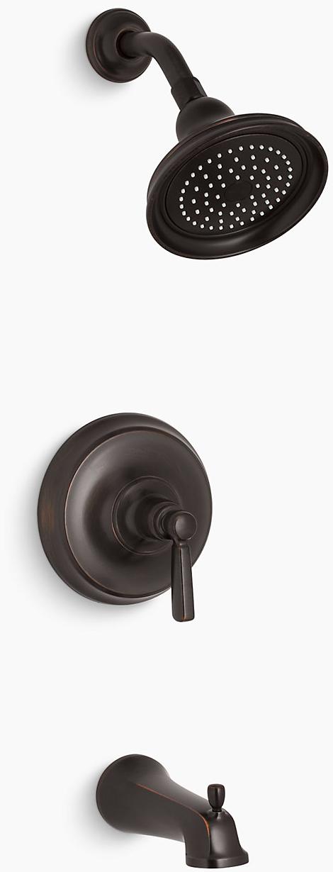 KOHLER Bancroft Rite-Temp клапан для ванны и душа с металлической ручкой, скользящим изливом и насадкой для душа 2,5 галлона в минуту K-TS10582-4-2BZ 