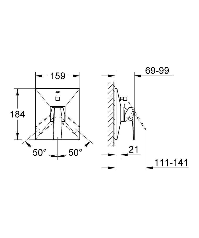 19785000 Внешняя часть смесителя для ванны Grohe Allure Brilliant хром - Вид №1