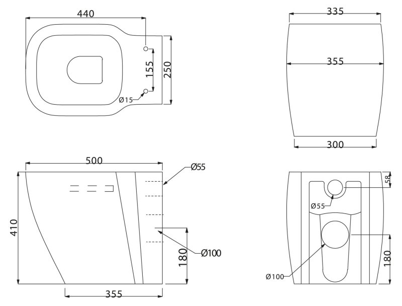 Унитаз приставной BelBagno ALDINA безободковый Приставной унитаз напольный Белый BELBAGNO  Китай  - Вид №3