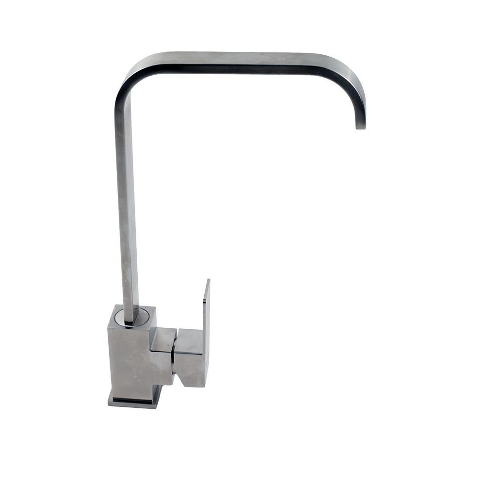 Смеситель д/кухни MELANA-F8113 нерж.сталь, однорычажный, сатин, высокий излив  - Вид №4