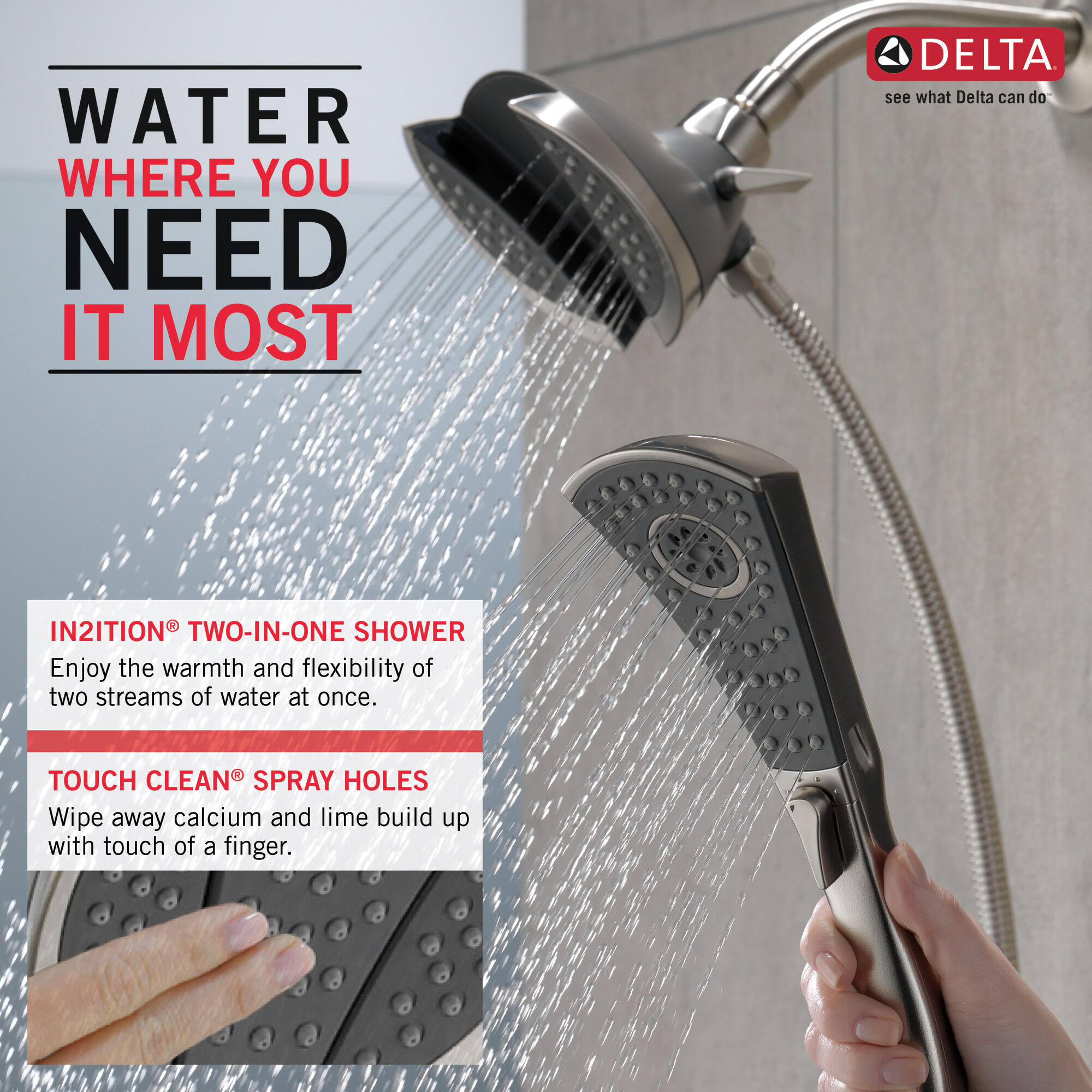 58467-SS In2ition® Душ два в одном с 4 настройками Delta Faucet Universal Showering Нержавеющая сталь  - Вид №1