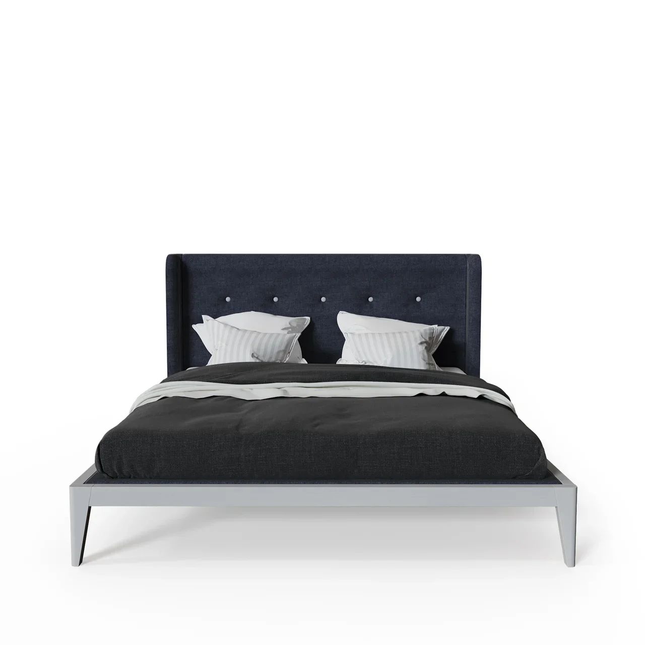 Кровать двуспальная с мягким изголовьем 180x200 темно-синяя Fly soft new BRAGIN DESIGN ДИЗАЙНЕРСКИЕ 256419 Белый;синий  - Вид №2