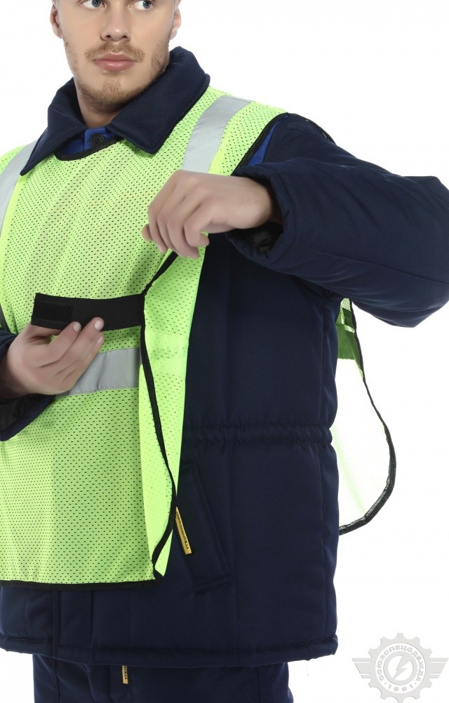 61432 Жилет сигнальный "Спектр" сетка лимонный с СВП  Сигнальная одежда  размер 64-66 Спецодежда  - Вид №9