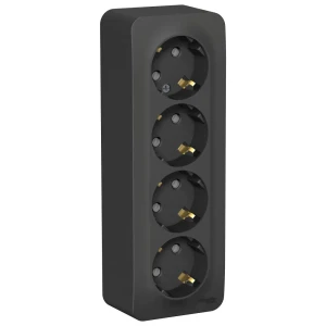 Розетка четверная накладная Schneider Electric Blanca без заземления со шторками цвет антрацит