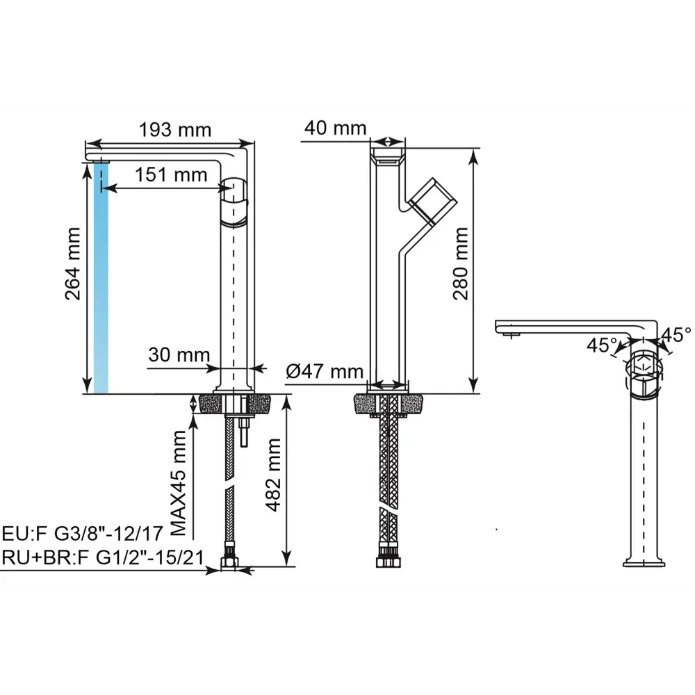 Смеситель Sensea Neo для раковины с высоким изливом и экономным расходом 82135934 STLM-0020077 - Вид №8