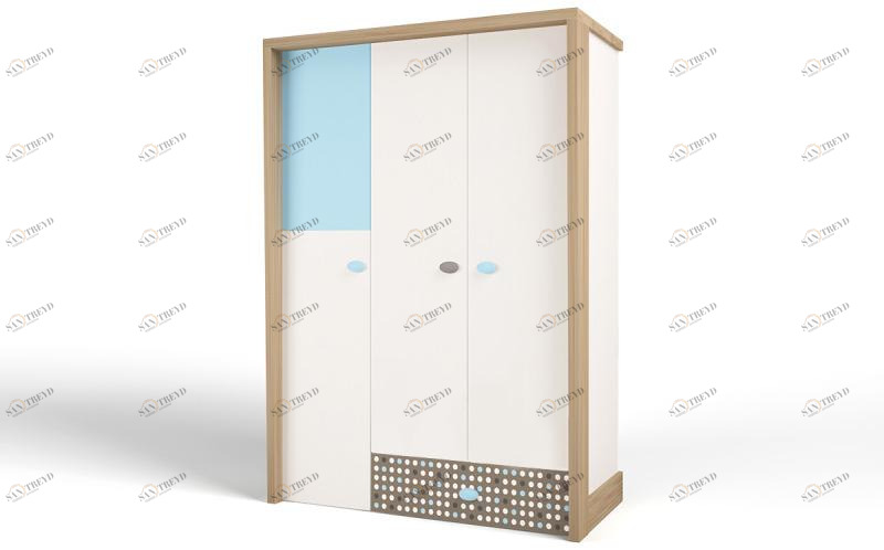 Шкаф ABC-KING 3х дверный MIX (голубой) 4631147961204