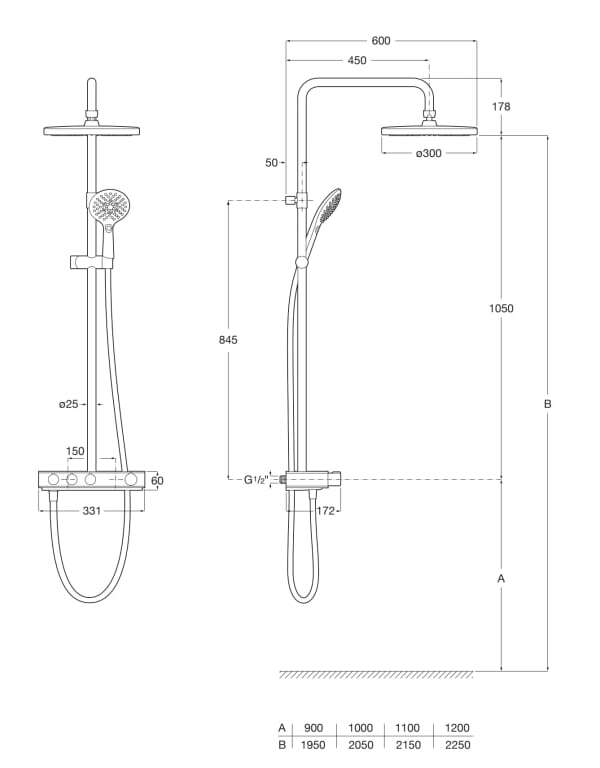 Латунь термостатический настенный душ колонка с переключателем Roca INDEX T-SWITCH 5A9I09..0 / 5A9J09..0 ARCH-00014771 - Вид №4