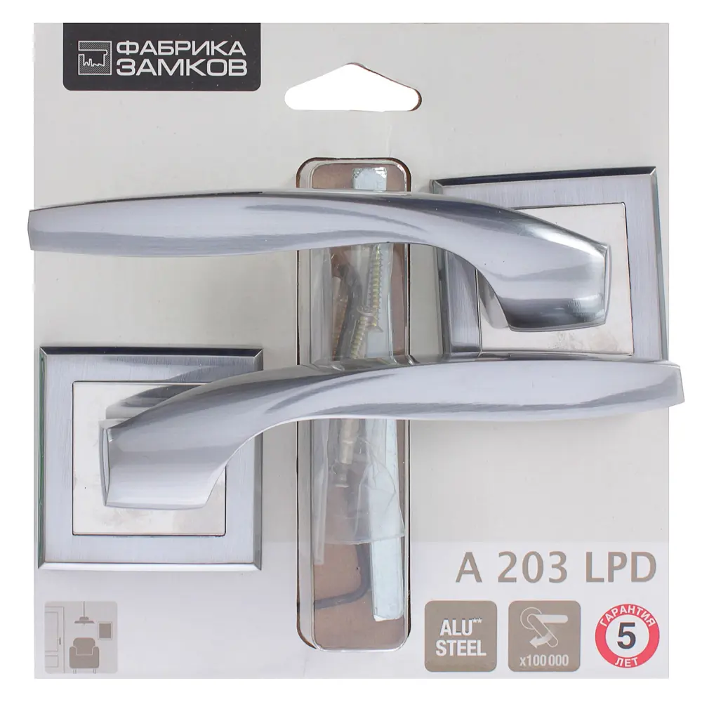 Ручка дверная на розетке Фабрика замков A 203 LPD, цвет матовый хром STLM-2047278 - Вид №3