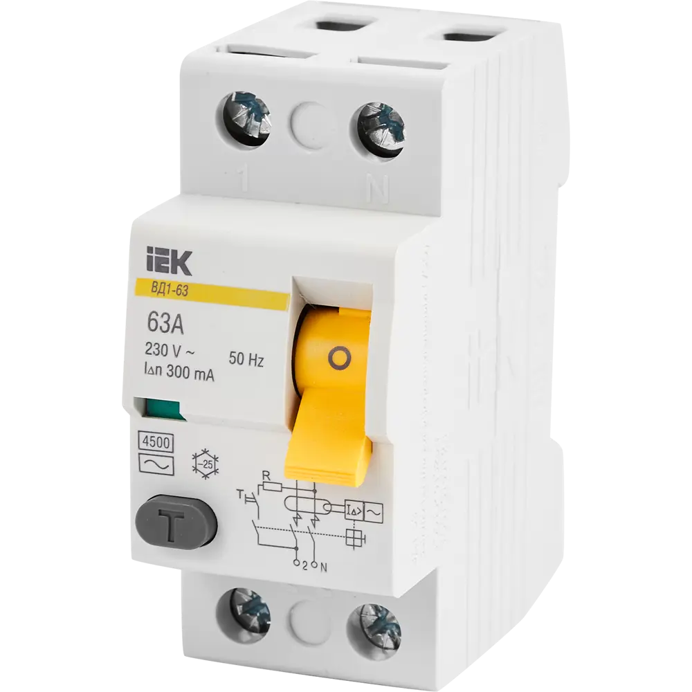 УЗО IEK ВД1-63 2Р 63 А 300 мА 4.5 кА AC 84284609 STLM-2156574  - Вид №1