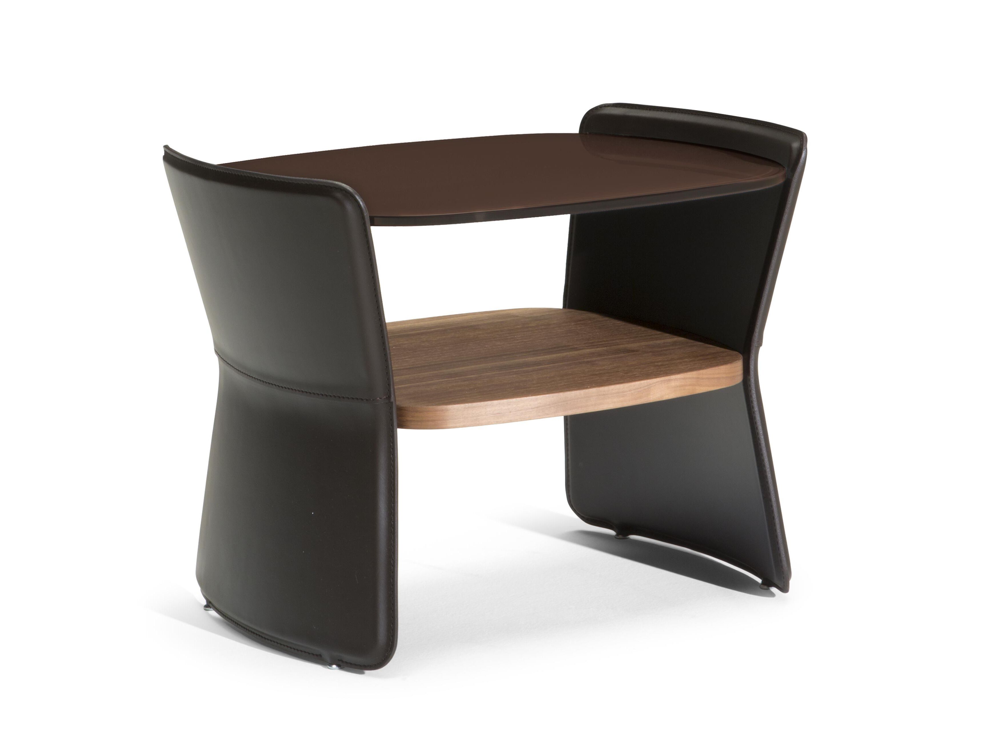 Прикроватная тумбочка из кожи и стекла Natuzzi Italia CALA ARCH-00041407