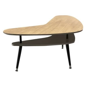 Журнальный столик с дубовой столешницей и кофейной полкой "Бумеранг" WOODI  00-3966520 Беленый дуб;бежевый;коричневый