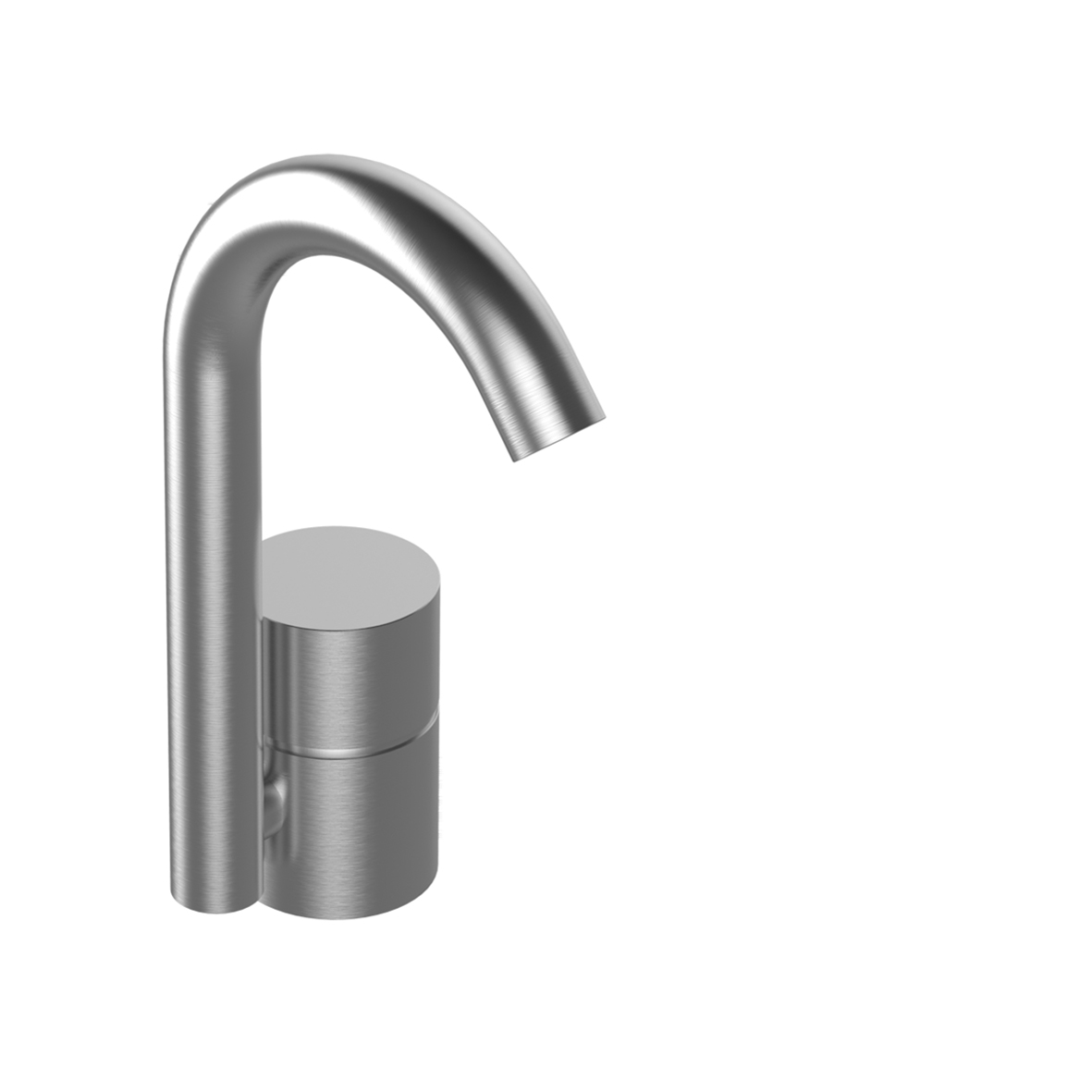 Y004F  Смеситель для раковины на 1 отверстиевылет 9,8 см ручка донный клапан нажимного типа ограничитель потока воды до 5 л/мин при 3 бар подводка Fantini Rubinetti AA/27 НЕРЖАВЕЮЩАЯ СТАЛЬ 