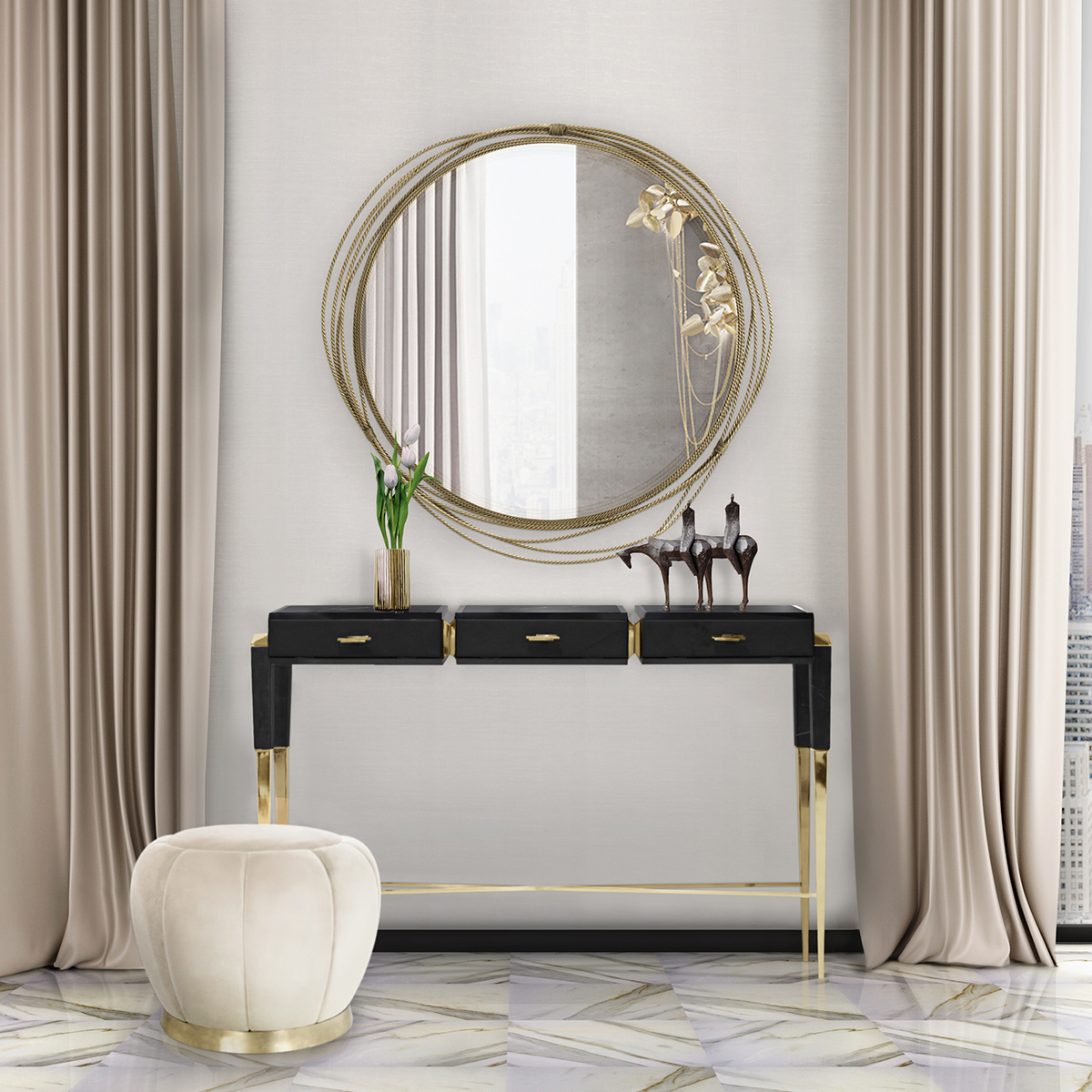 Зеркала Kayan Round Mirror Covethouse BRABBU  - Вид №1