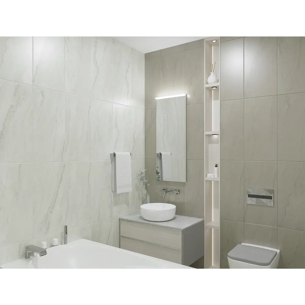 Плитка настенная Azori Carlina Shadow 31.5x63 см 1.79 м² матовая цвет серый 89404315 STLM-2105468 - Вид №5